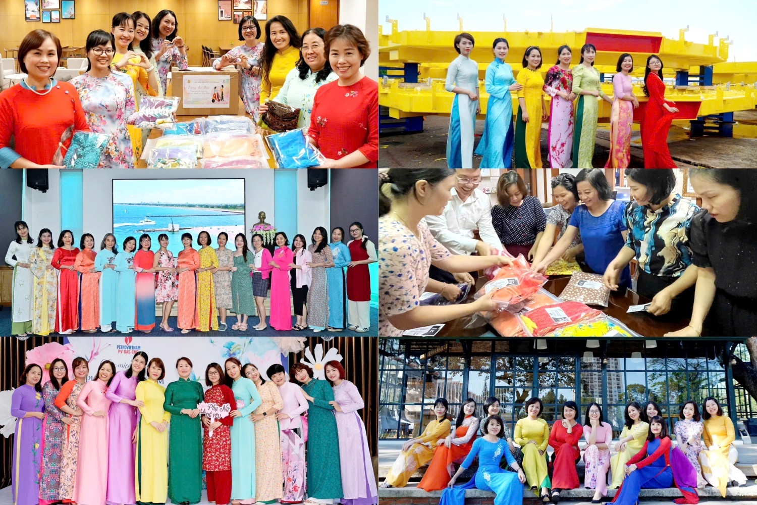 Trang phục áo dài và chương trình tặng áo dài cho vùng khó khăn là những nét đẹp văn hóa của nữ công PV GAS.