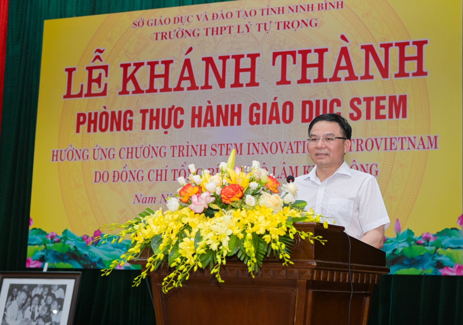 Ông Lê Mạnh Hùng – Bí thư Đảng ủy, Chủ tịch HĐTV Tập đoàn Công nghiệp - Năng lượng Quốc gia Việt Nam (Petrovietnam) phát biểu tại buổi lễ