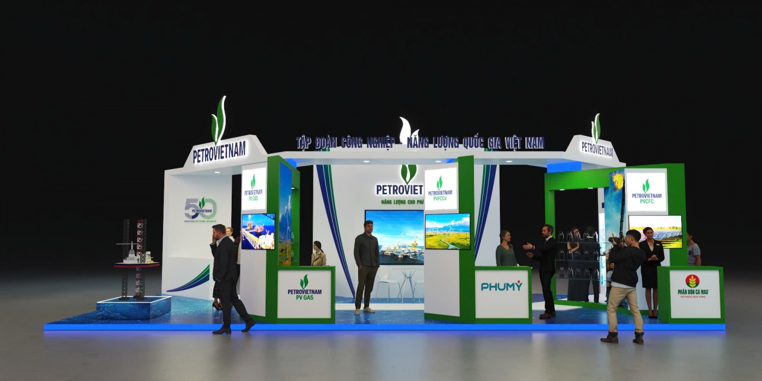 Phối cảnh gian trưng bày của Petrovietnam tại Hội chợ Mùa Thu 2025
