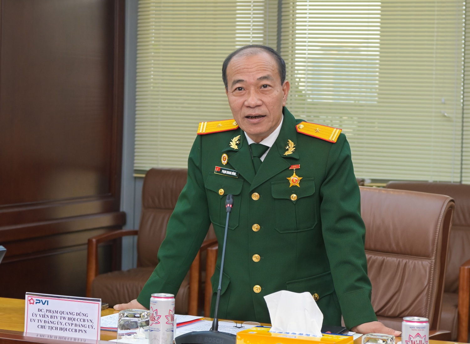 Đồng chí Phạm Quang Dũng, Ủy viên Ban Thường vụ Trung ương Hội CCB Việt Nam, Ủy viên Ban Thường vụ, Chánh Văn phòng Đảng ủy, Chủ tịch Hội CCB Petrovietnam phát biểu chỉ đạo Đại hội.