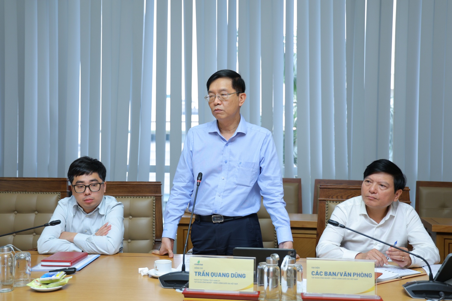 Đồng chí Trần Quang Dũng, Phó Bí thư thường trực Đảng ủy Tập đoàn cảm ơn sự quan tâm, ủng hộ, hướng dẫn, chỉ đạo của Đoàn Thanh niên Chính phủ đối với Đoàn Thanh niên Petrovietnam