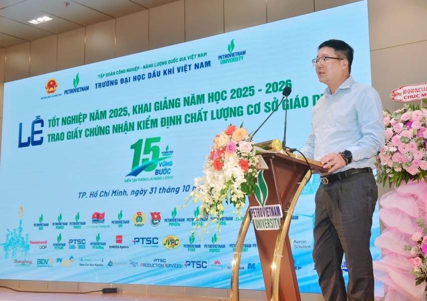 Ông Tạ Quang Huy, Phó Tổng Giám đốc PVFCCo - Phú Mỹ: Việc hợp tác giữa PVFCCo - Phú Mỹ và PVU không chỉ dừng lại ở hỗ trợ tài chính, mà còn là sự đồng hành chiến lược, cùng nhau đào tạo, nghiên cứu, ứng dụng, đổi mới sáng tạo và phát triển bền vững