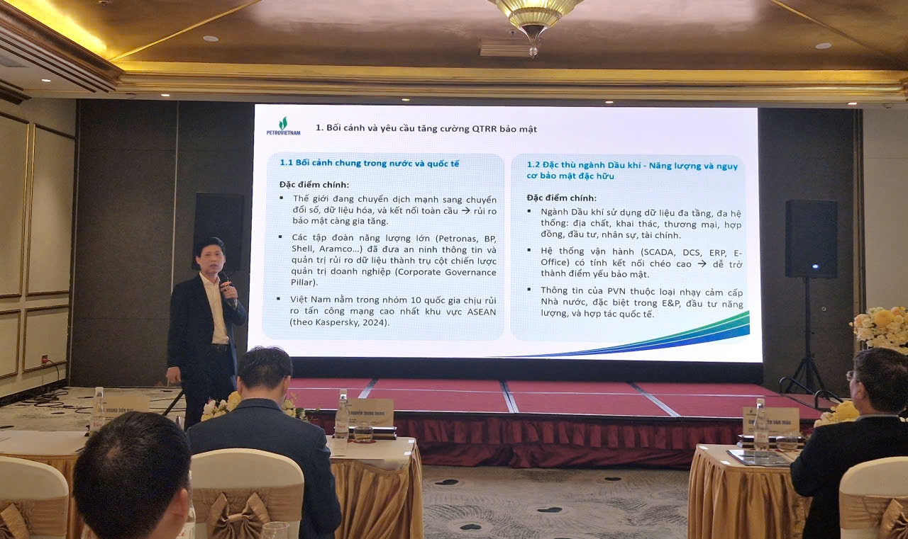 Ông Nguyễn Thành Hưởng nhấn mạnh rủi ro bảo mật đang trở thành rủi ro trọng yếu của các tập đoàn năng lượng.