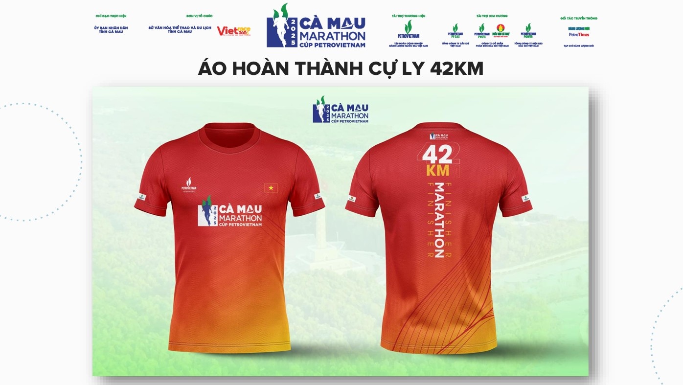 Áo Finisher 42km dành cho những vận động viên hoàn thành đường chạy 42km, biểu trưng cho ý chí chinh phục và chiến thắng.