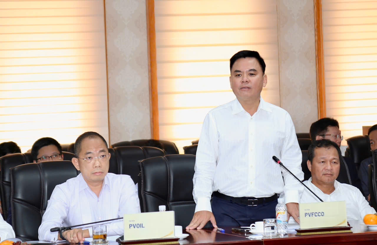 Đồng chí Nguyễn Xuân Hoà - Chủ tịch HĐQT PVFCCo - Phú Mỹ phát biểu