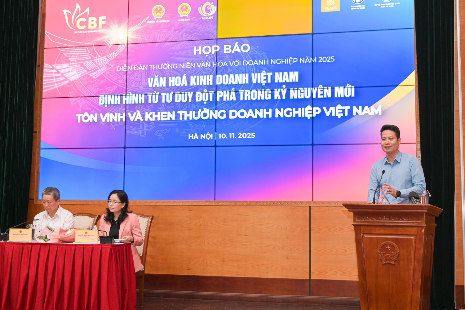 Ông Phan Sỹ Linh, Trưởng Phòng Văn hóa Doanh nghiệp, Ban Truyền thông và Văn hóa Doanh nghiệp Petrovietnam chia sẻ tại buổi họp báo.