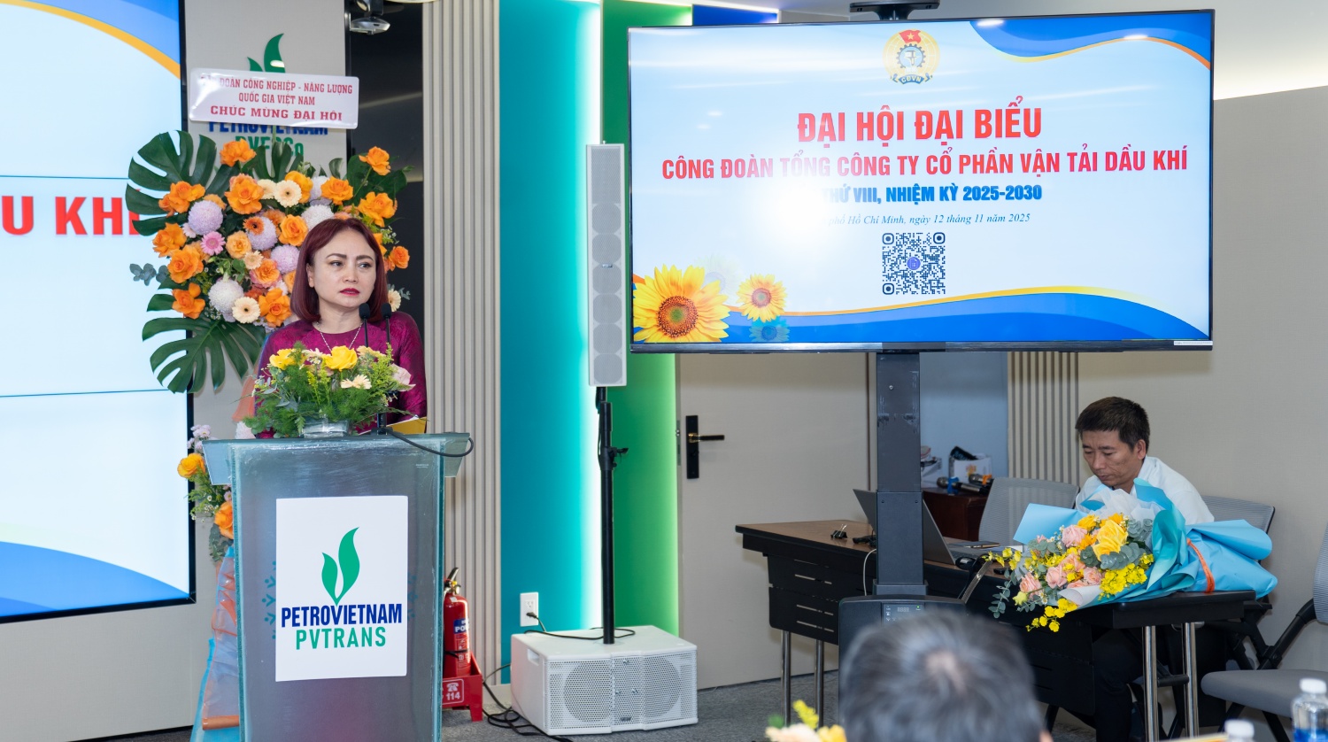 Đồng chí Nghiêm Thùy Lan - Chủ tịch Công đoàn Petrovietnam: Bước vào giai đoạn phát triển mới, Công đoàn PVTrans cần tiếp tục đổi mới toàn diện, thích ứng nhanh và hành động quyết liệt hơn nữa.