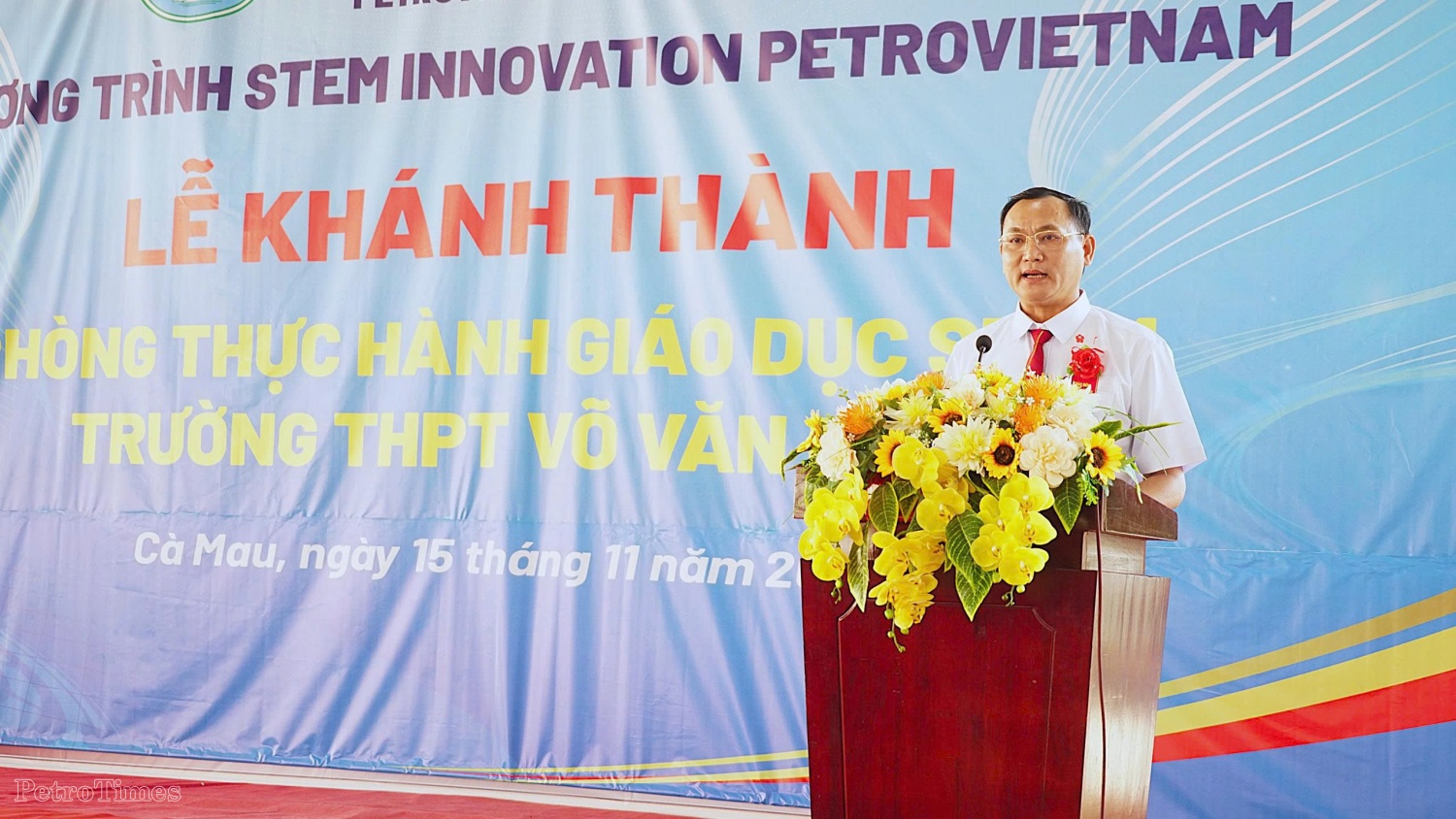 Thầy Trần Quang Điện - Hiệu trưởng Trường THPT Võ Văn Kiệt chia sẻ, phòng STEM là một công trình có ý nghĩa rất quan trọng đối với thầy và trò nhà trường.