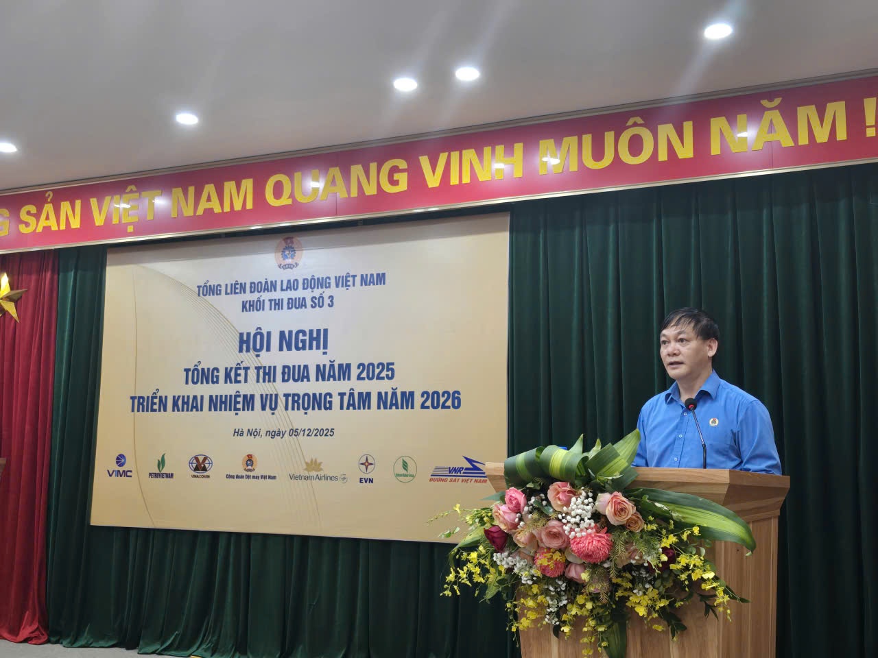Đồng chí Đào Mạnh Kiên, Chủ tịch Công đoàn Tổng công ty Hàng không Việt Nam nhấn mạnh ý nghĩa đặc biệt của năm 2025 đối với tổ chức Công đoàn Việt Nam (ảnh: ĐK).