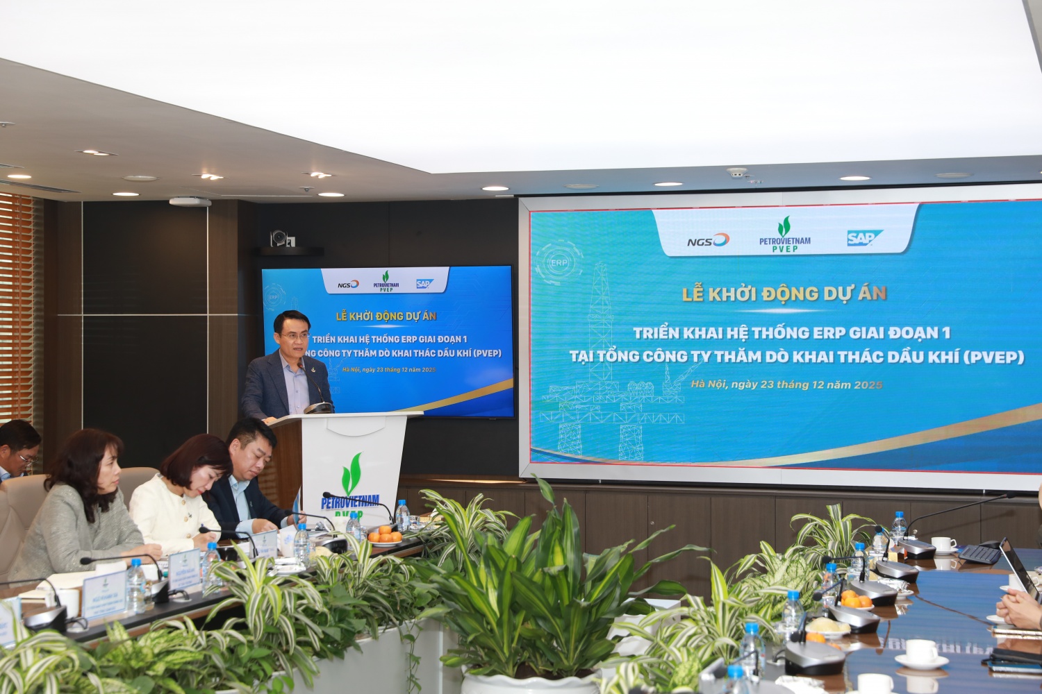 Chủ tịch HĐTV PVEP Trương Quốc Lâm bày tỏ sự quan tâm sâu sắc, kỳ vọng lớn của lãnh đạo PVEP đối với tiến độ và hiệu quả triển khai dự án ERP.