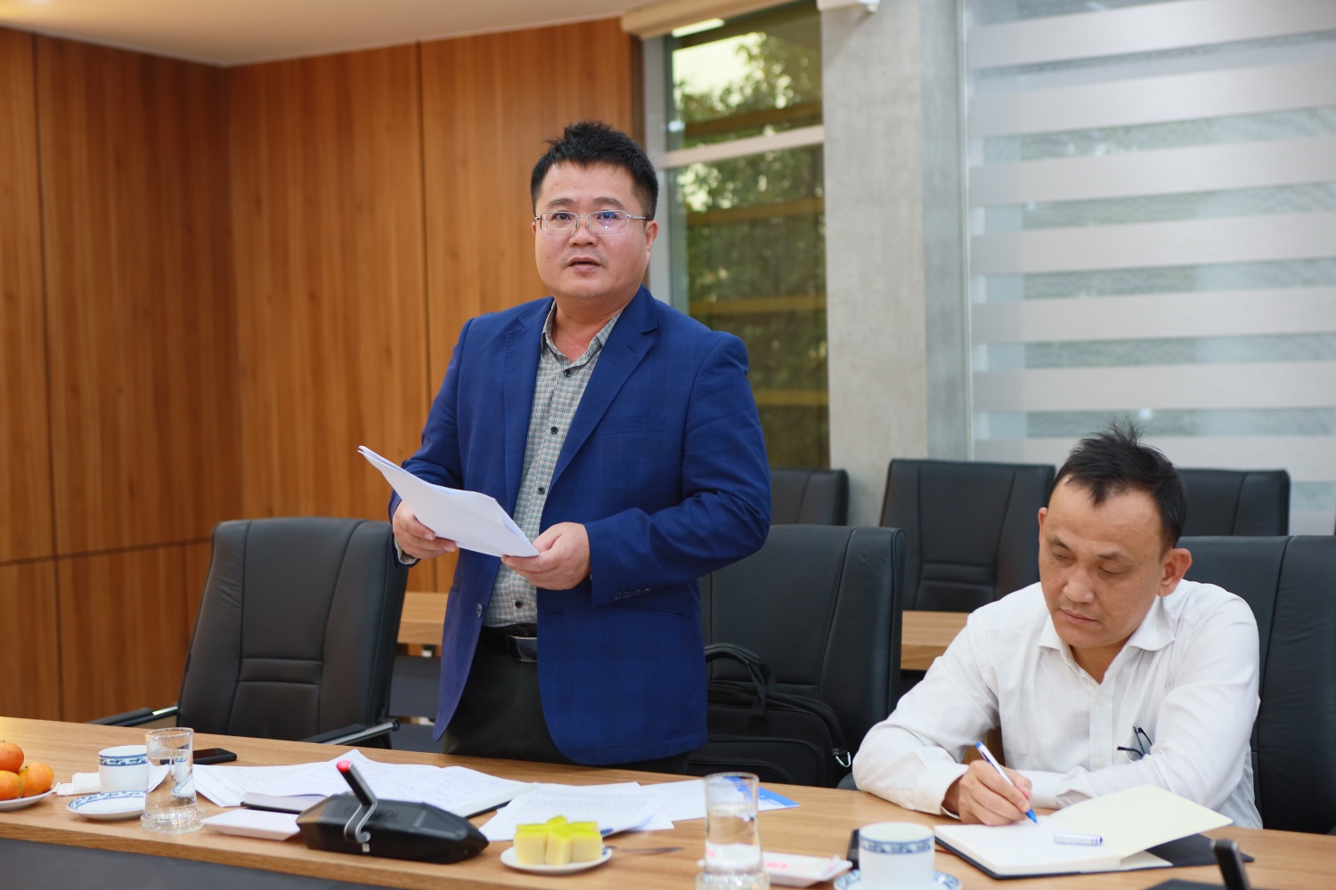 Ths Lê Quang Huy - Phó Trưởng Khoa Xây dựng Đảng, Trường Chính trị tỉnh Quảng Ngãi đánh giá cao các nội dung trao đổi của Đảng bộ BSR và các học viên.