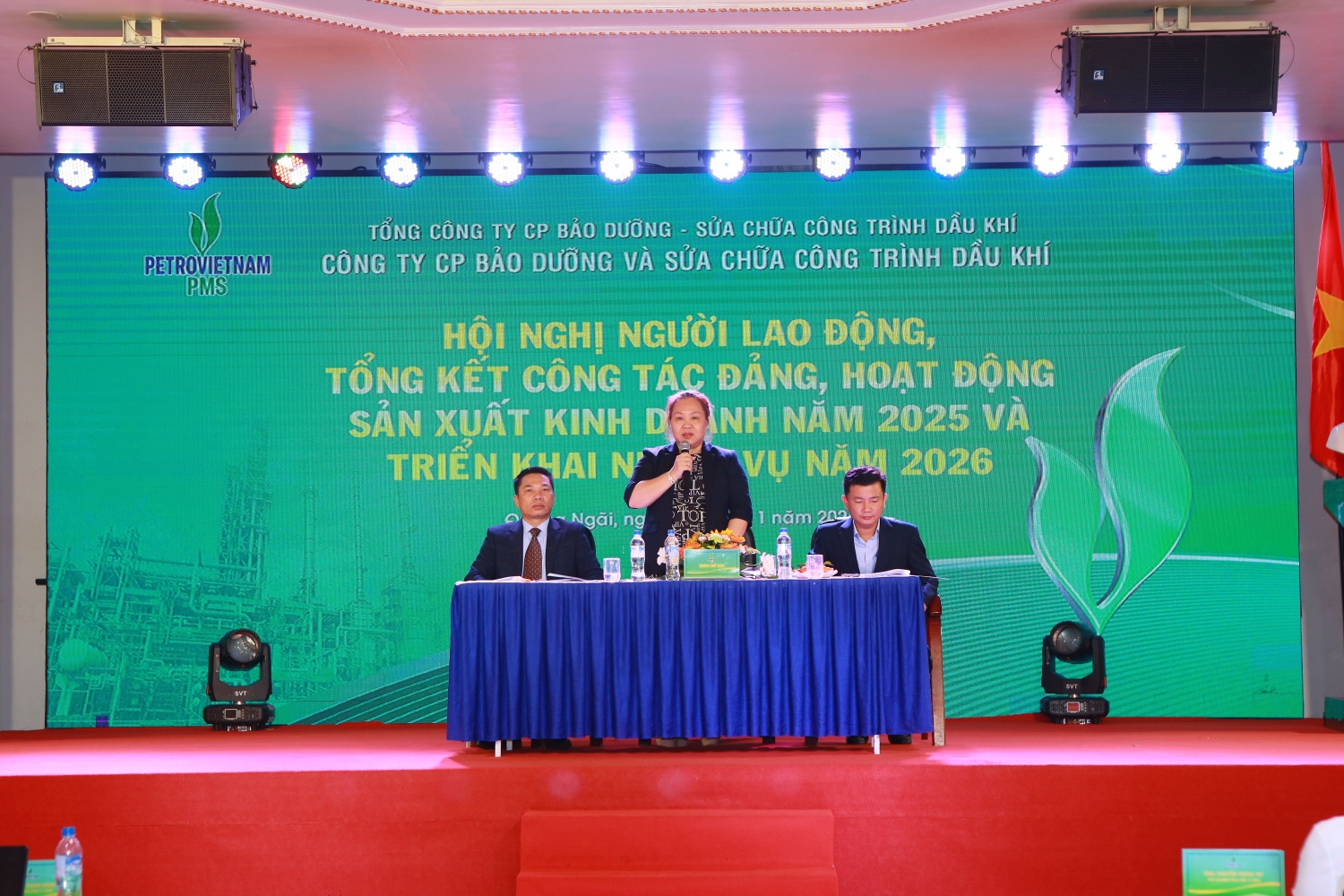 Đoàn Chủ tịch điều hành Hội nghị Người lao động, tổng kết công tác Đảng, hoạt động sản xuất kinh doanh năm 2025 và triển khai nhiệm vụ năm 2026 của PMS.