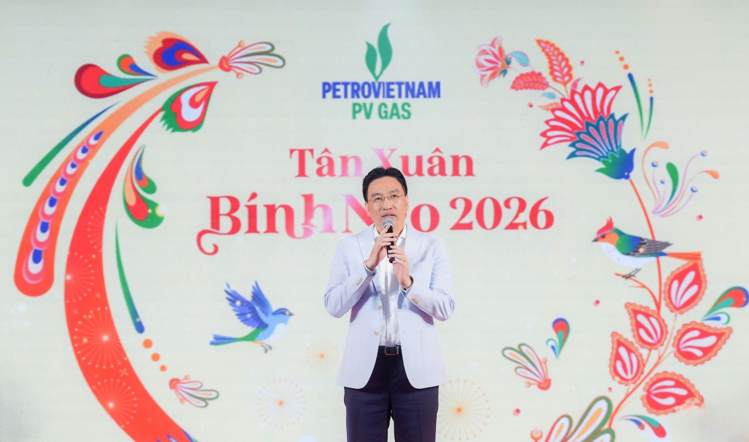 Đồng chí Nguyễn Thanh Bình - Bí thư Đảng ủy, Chủ tịch HĐQT PV GAS phát biểu khai xuân, khởi động khí thế thi đua năm 2026