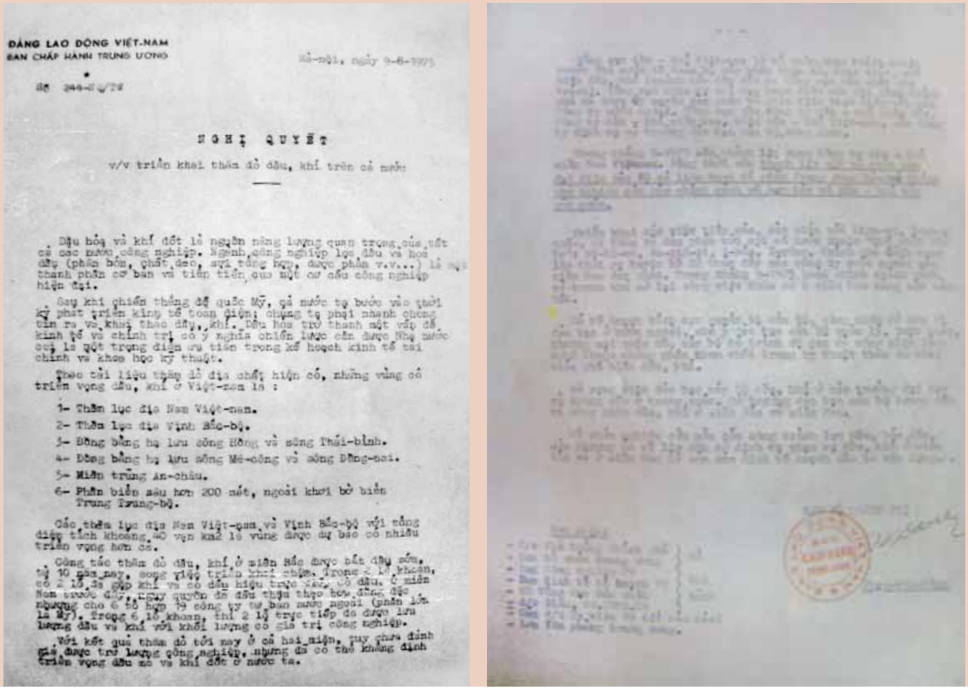 Nghị quyết số 244-NQ/TW ngày 9/8/1975. Ảnh: Tư liệu.