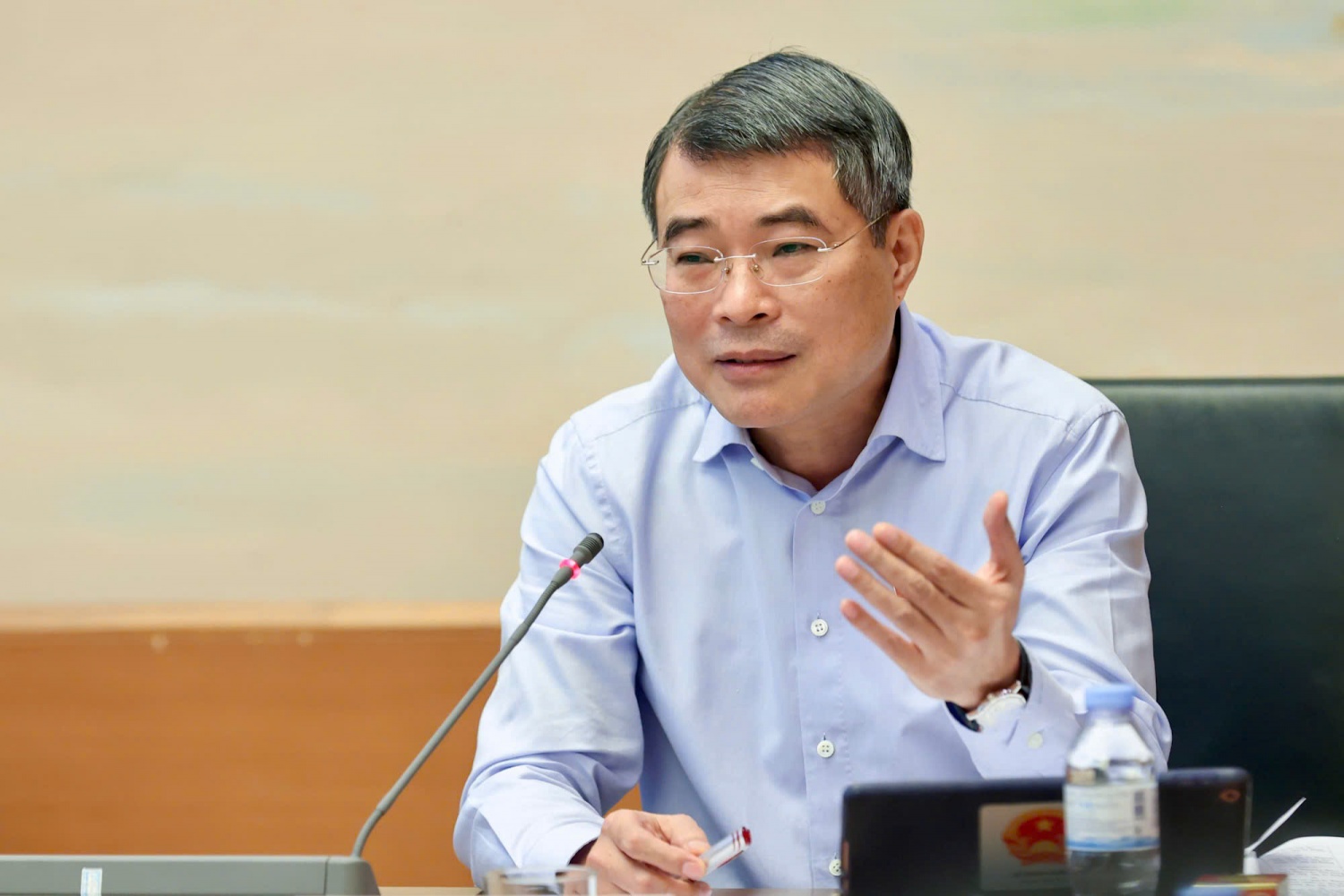 Thủ tướng Chính phủ Lê Minh Hưng phát biểu tại thảo luận ở tổ về nội dung phát triển kinh tế - xã hội. Ảnh: VGP/Nhật Bắc