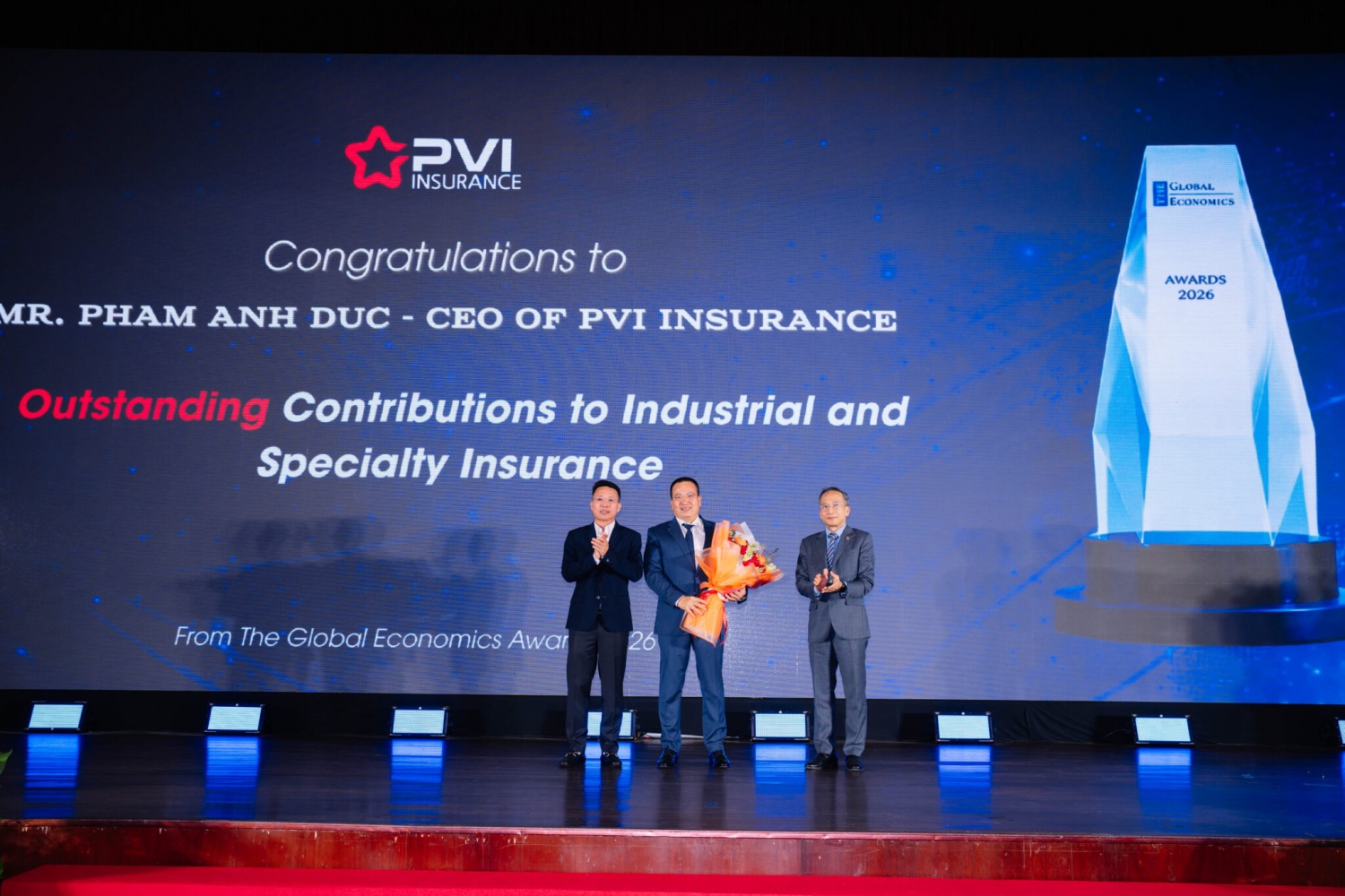 Chúc mừng ông Phạm Anh Đức - Tổng Giám đốc Bảo hiểm PVI được vinh danh ở hạng mục Outstanding Contributions to Industrial and Specialty Insurance (Đóng góp xuất sắc trong lĩnh vực bảo hiểm) do The Global Economics Awards 2026 công bố.