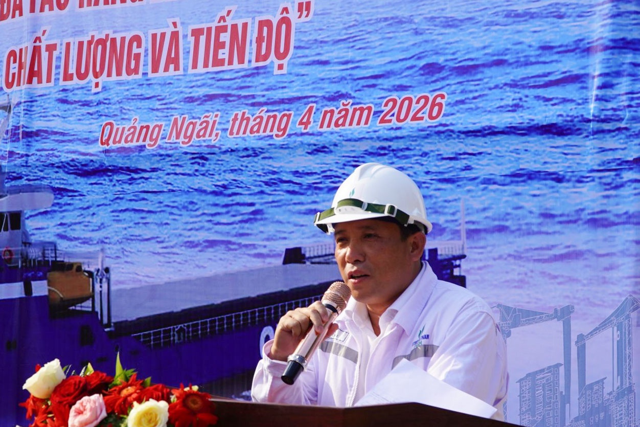 Ông Nguyễn Phi Hải - Phó Tổng Giám đốc PVSM nhấn mạnh ý nghĩa của việc hoàn thành dự án an toàn, chất lượng và bảo đảm tiến độ. Qua đó, giúp PVSM nâng cao uy tín trên trường quốc tế.