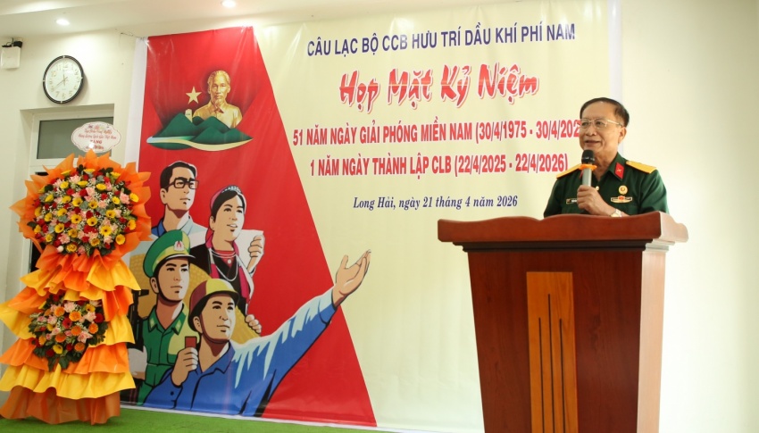 Đồng chí Trần Văn Đào - Chủ nhiệm CLB phát biểu tại buổi gặp mặt kỷ niệm.