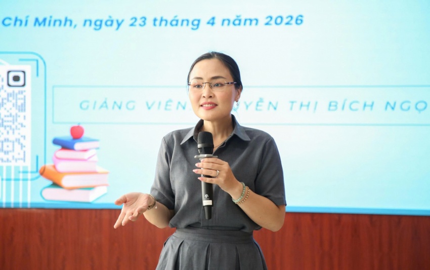 ThS. Nguyễn Thị Bích Ngọc - Trưởng ban Truyền thông Trường ĐH Quốc tế (ĐHQG-HCM), giảng viên thỉnh giảng Khoa Báo chí & Truyền thông (Trường ĐH KHXH&NV TP.HCM) giảng dạy tại khóa học.