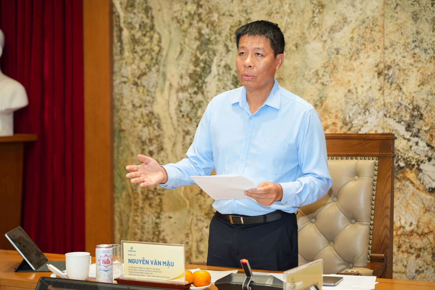 Đồng chí Nguyễn Văn Mậu - Ủy viên BTV Đảng ủy, Thành viên HĐTV Petrovietnam, Bí thư Đảng ủy Bộ máy QL&ĐH: Việc tổ chức thực hiện các chương trình hành động phải bảo đảm rõ người, rõ việc, rõ trách nhiệm, rõ tiến độ