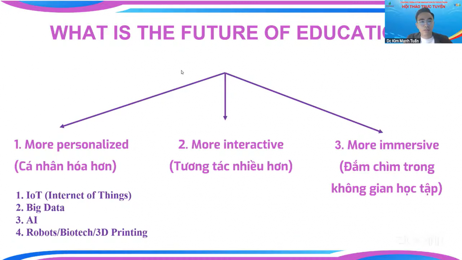 TS. Kim Mạnh Tuấn, giảng viên Trường Đại học Giáo dục, Đại học Quốc gia Hà Nội chia sẻ về chủ đề “AI trong giáo dục STEM”.