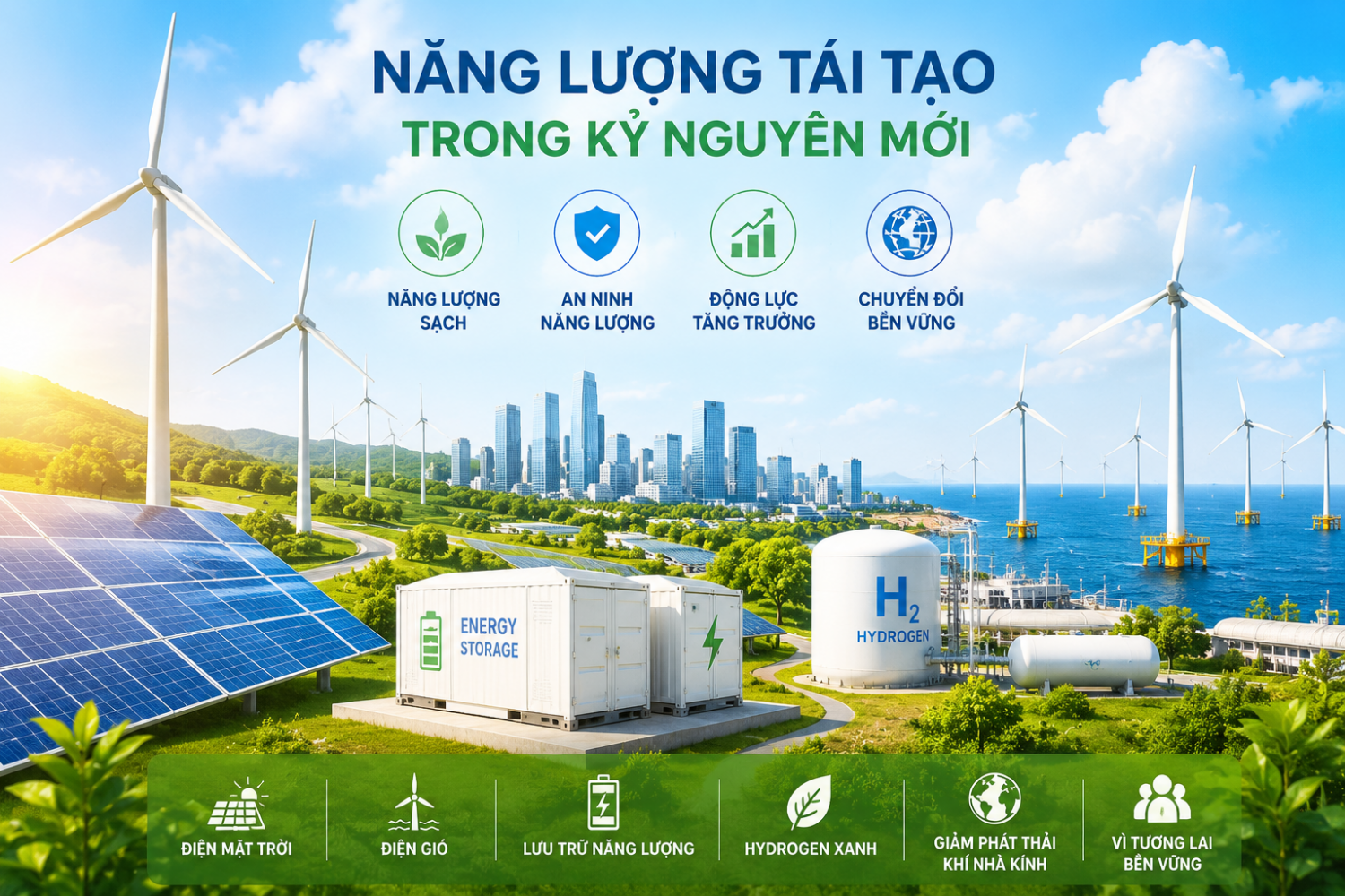 Năng lượng tái tạo không còn chỉ là giải pháp môi trường, mà đang trở thành yếu tố chiến lược gắn với tự chủ năng lượng và năng lực kiểm soát chuỗi cung ứng.