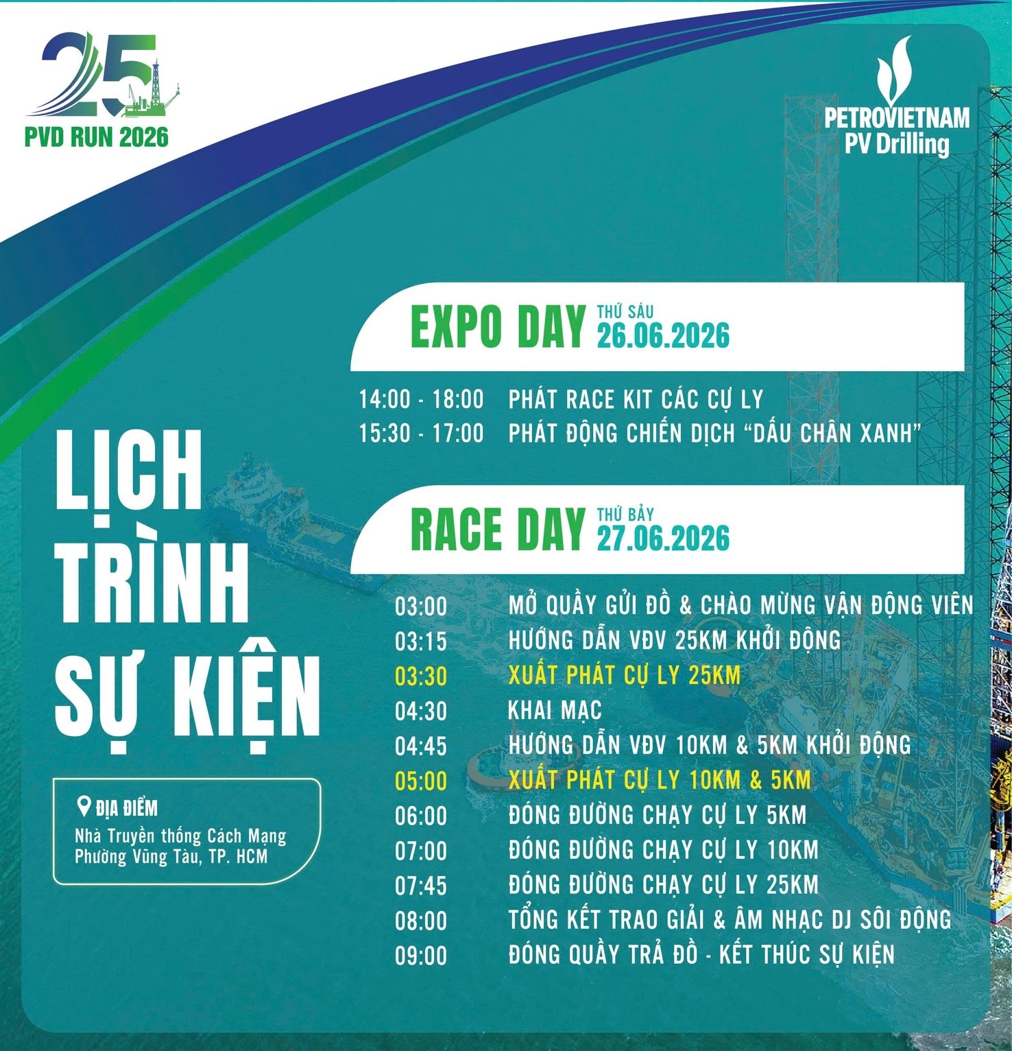 Lịch trình sự kiện PVD RUN 2026.