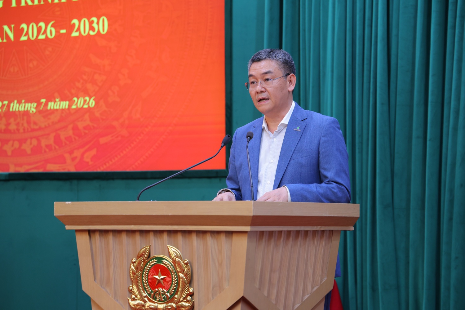 Tổng Giám đốc Petrovietnam Lê Mạnh Cường báo cáo tại buổi lễ.
