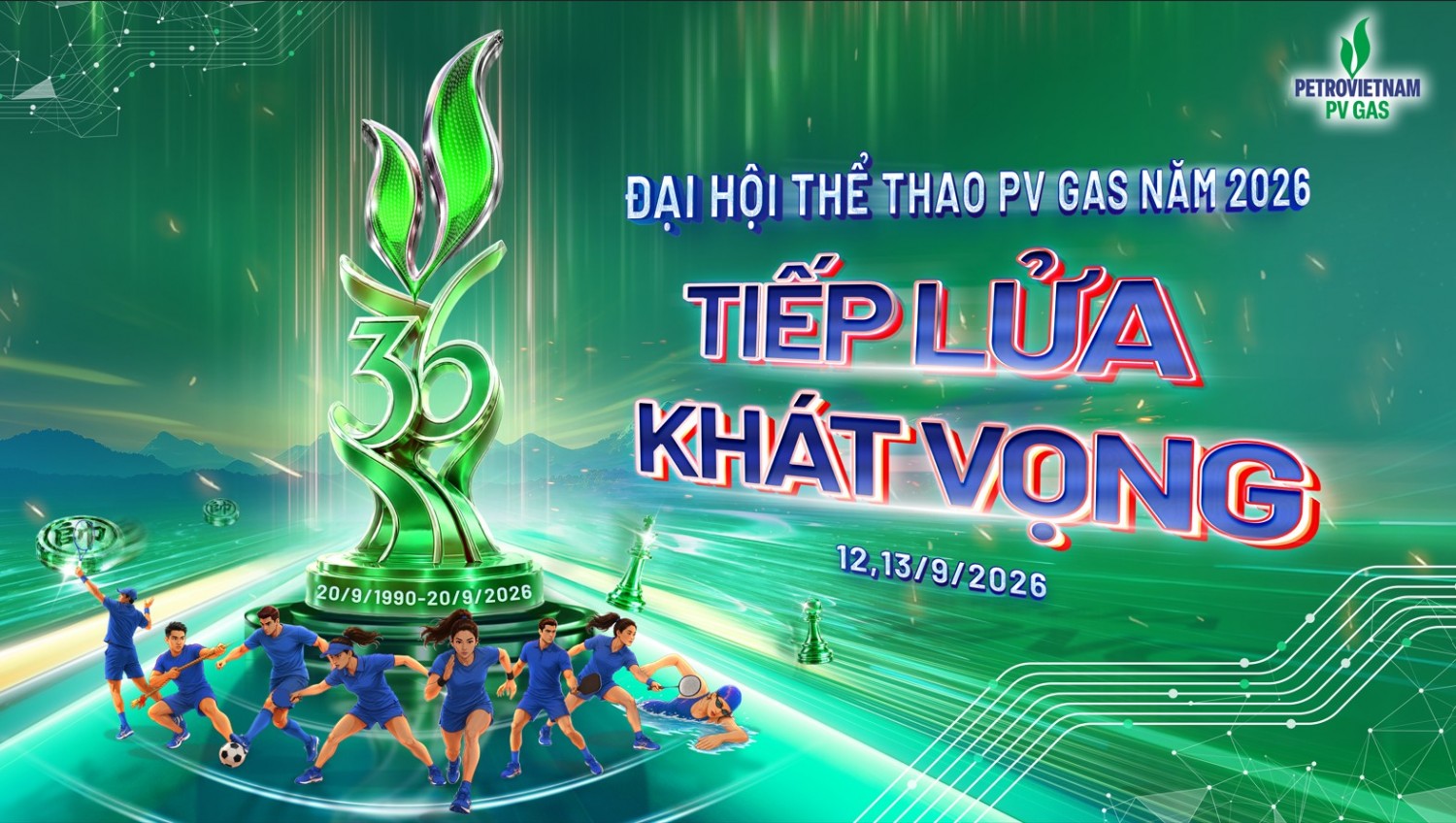 Đại hội Thể thao PV GAS năm 2026 với chủ đề “Tiếp lửa khát vọng”.
