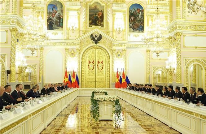 Tổng Bí thư, Chủ tịch nước Tô Lâm hội đàm chính thức với Tổng thống Liên bang Nga Vladimir Putin - Ảnh: TTXVN