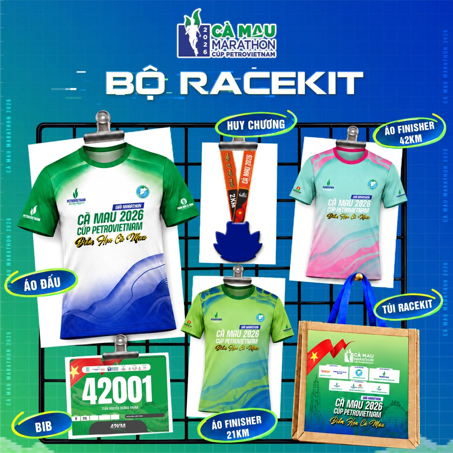Bộ racekit Giải Cà Mau Marathon 2026 - Cúp PETROVIETNAM.