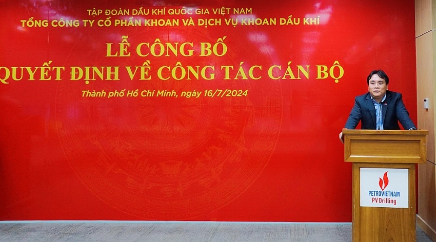 ổng giám đốc PV Drilling Nguyễn Xuân Cường phát biểu PV Drilling công bố và trao các quyết định về công tác cán bộ
