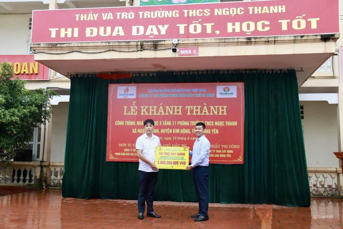 Phân bón Cà Mau tài trợ 5 tỷ đồng xây dựng trường học tại Hưng Yên